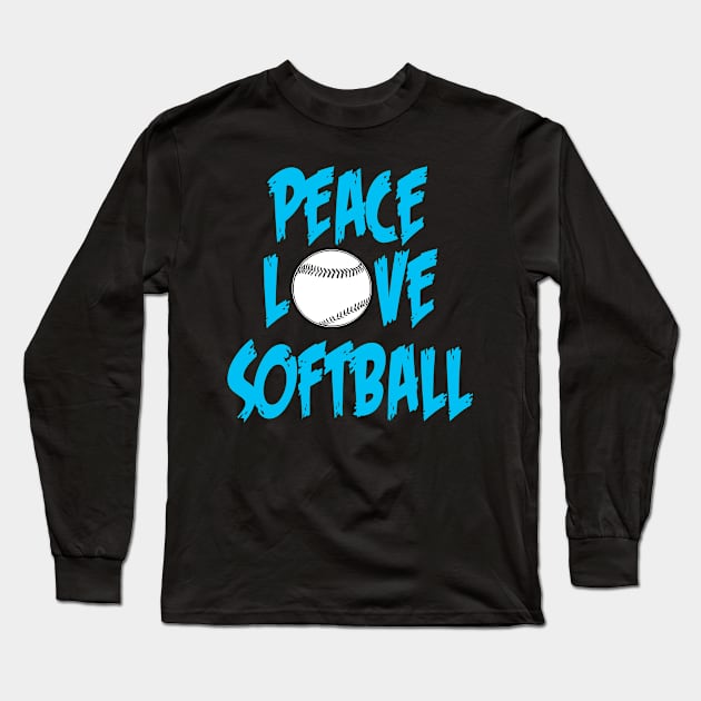 Peace Love Softball Long Sleeve T-Shirt by jerranne